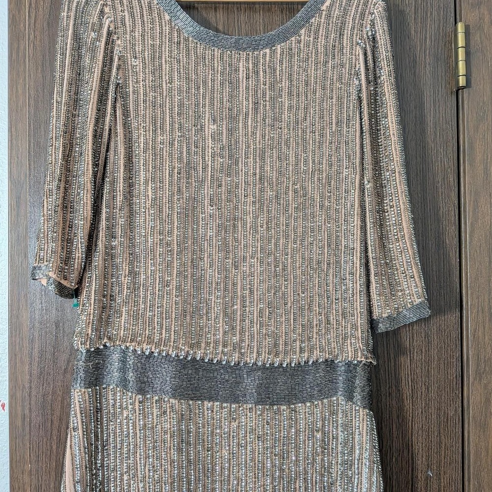 Parker silver and gold beaded dress